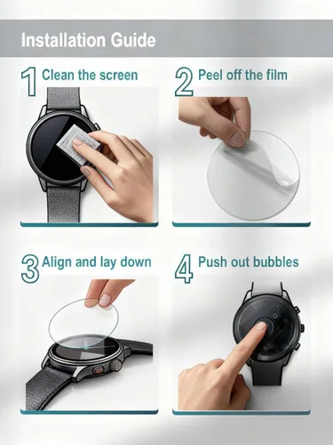 Vista 8 de Protector de pantalla para Fitbit Versa Lite Edition/Fitbit Versa Smart Watch [4 unidades] Vidrio templado, antiarañazos, sin burbujas, fácil