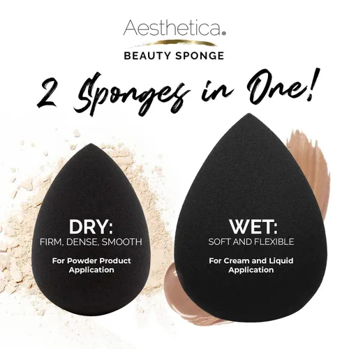 Vista 3 de Esponja aplicadora de maquillaje Aesthetica, sin látex y vegana, para polvo, crema o líquidos, una pieza