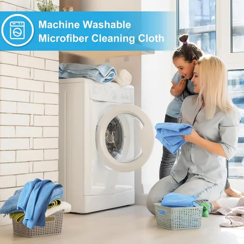 Vista 4 de Meanplan Paquete de 36 paños de limpieza de microfibra de 16 x 16 pulgadas, trapos de lavado reutilizables, toallas de microfibra más suaves