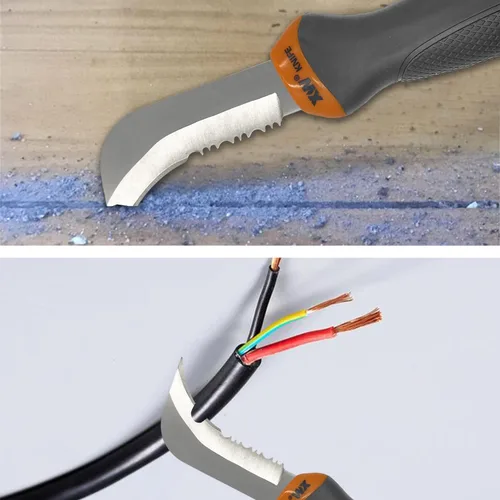 Vista 5 de XW Cuchillo de linóleo para pisos y techos con hoja de gancho de acero inoxidable para cortar papel tapiz, alfombra, vinilo, techos, revestimiento