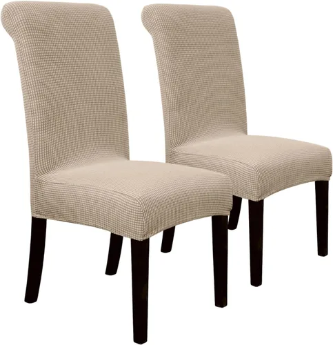 Vista 7 de SPRINGRICO Paquete de 6 fundas para sillas de comedor con cinturón de seguridad, fundas elásticas para sillas Parsons lavables, fundas protectoras