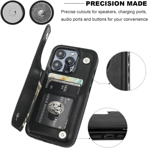 Vista 6 de ONETOP - Funda tipo cartera compatible con iPhone 15 Pro con soporte para tarjetas, funda de piel sintética con soporte y ranuras para tarjetas