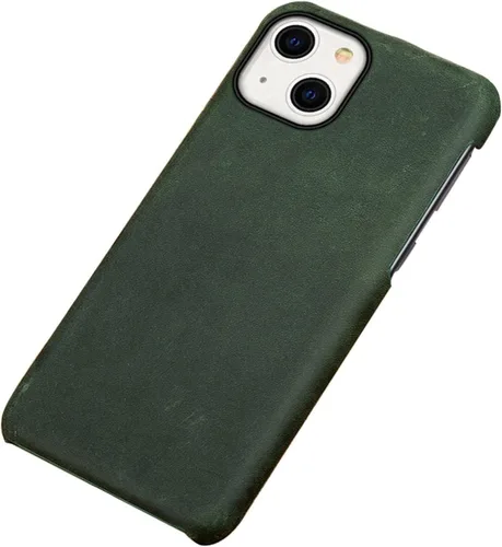 Vista 3 de Funda para iPhone 14/14 Plus/14 Pro/14 Pro Max, funda trasera delgada de cuero genuino retro, agarre cómodo, grueso, anticaídas, a prueba de golpes