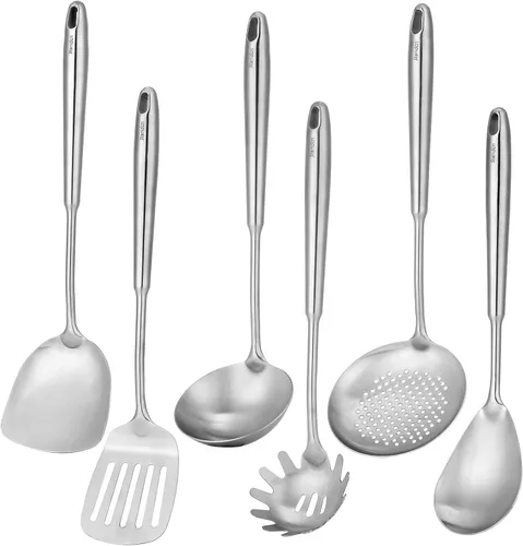 Vista 9 de Juego de utensilios de cocina de acero inoxidable 18/10 - 12 piezas de herramientas de cocina totalmente de metal y utensilios de servir de 15″