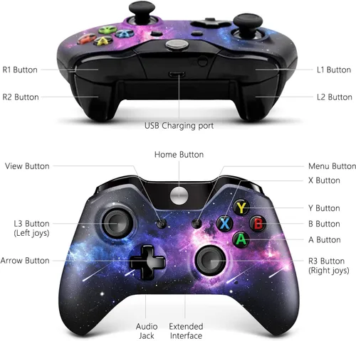 Vista 5 de CHASDI Controlador inalámbrico Xbox One, controlador personalizado Deisgn Starry Sky V2 Xbox con conector de auriculares de 0.138in para todos