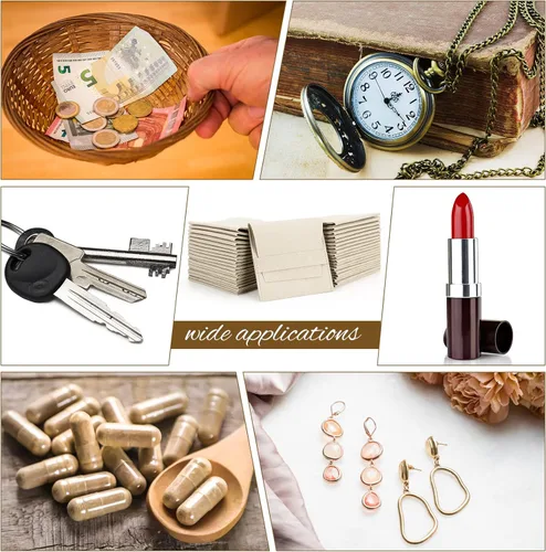 Vista 7 de Cunno 120 piezas de microfibra bolsa de joyería 3.1x3.1 in bolsa de embalaje regalo de lujo correa fija estilo sobre embalaje con paño de limpieza