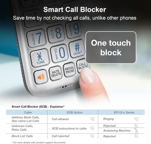 Vista 2 de VTech VS112 Teléfono Inalámbrico para el Hogar con Contestador, Bloqueo de Llamadas, Identificador de Llamadas, Intercomunicador y Conectar a