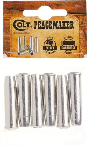 Vista 4 de Umarex Colt Peacemaker Revolver Single Action Army Six-Shooter .177 Caliber Air Pistol, Spare Pellet Capsules, Silver (6 Pack)