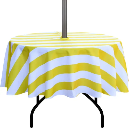 Vista 31 de EHouseHome Mantel redondo de 60 pulgadas para exteriores e interiores con agujero para sombrilla y cremallera, paños de patio impermeables