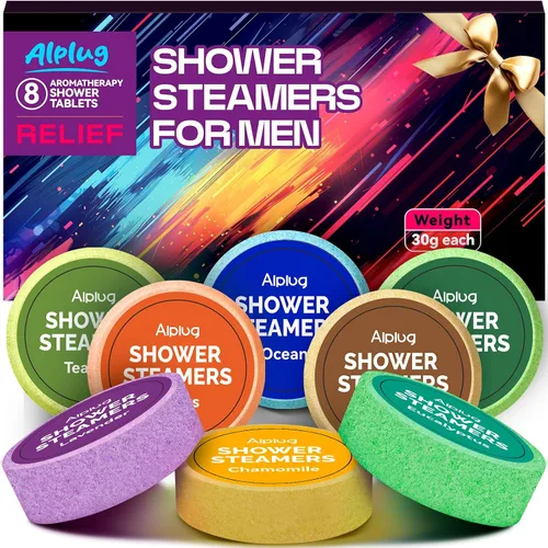 Vaporizadores de ducha para hombres, paquete de 8 – Relleno de calcetines para hombre 2026, bombas de ducha de aromaterapia con aceites esenciales