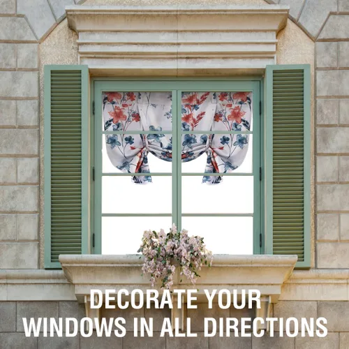 Vista 8 de H.VERSAILTEX Cortina Tie Up de Doble Cara con Estampado Floral Cattleya Valance de Ventana Cortina Romana Balloon, Bolsillo para Barra - Reversible
