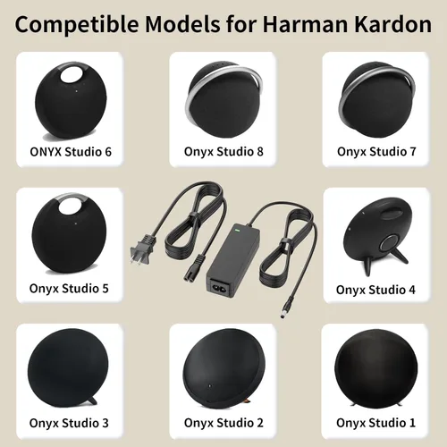 Vista 2 de para Cargador Harman Kardon Onyx Studio 8 7 6 5 4 3 2 1 Bocina Inalámbrica Bluetooth Reemplazo Cargador Harmon Kardon 19V AC Cable