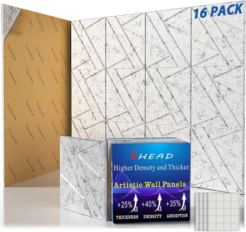 Vista 23 de Paneles Acústicos de Pared Grandes 47.2"x23.6"x1.57" Paquete de 4, Paneles de Prueba de Sonido DIY 3D con Ondas para Paredes, Paneles de Pared