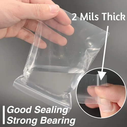 Vista 4 de Bolsas de plástico Aubeco, 200 piezas de 4 x 6 pulgadas de 2 mil de espesor, bolsas con cremallera, bolsa transparente para joyería, bolsitas