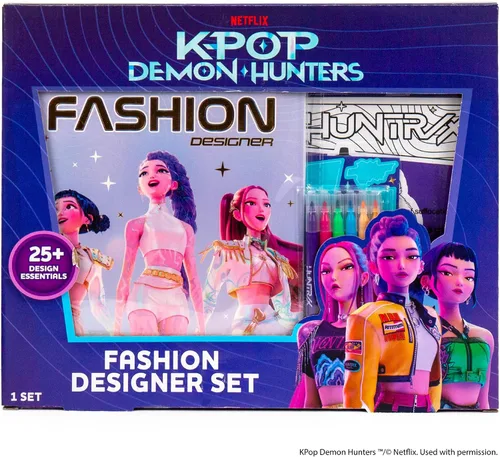 Netflix Kpop Demon Hunters - Juego de diseño de moda HUNTR/X, kit de bocetos de moda, más de 25 elementos esenciales de diseño con calcomanías,