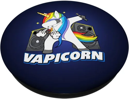 Vista 2 de Funny Vape Vapicorn Dabbing Vaping Unicorn Vapor Mod PopSockets agarre y soporte para teléfonos y tabletas, Negro