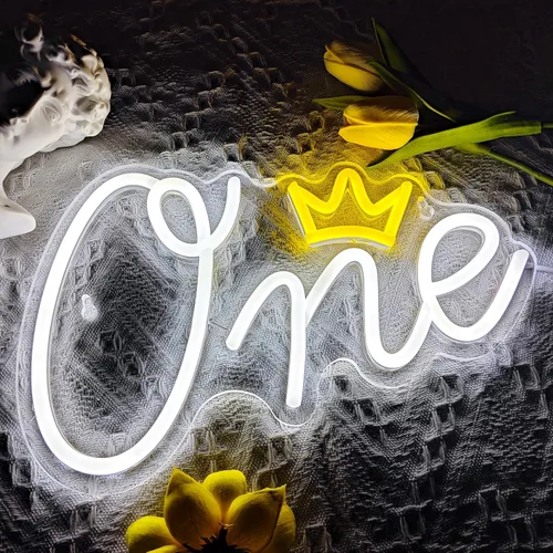 Vista 2 de Letrero de neón para el primer cumpleaños, letrero de luz LED de neón con un número para fiestas, niños, cumpleaños, decoración de pared, decoración