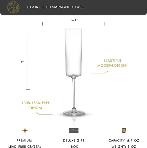 Vista 2 de JoyJolt Copas de Champán, Juego de 2 Vasos de Champán de Cristal de la Colección Claire, Capacidad de 5.7 Onzas, Elaboración Exquisita, Ideal