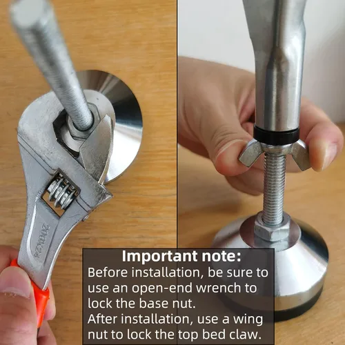 Vista 6 de 2 patas de soporte de listones para marco de cama, patas centrales de cama de acero, pies de soporte de altura ajustable de alta resistencia