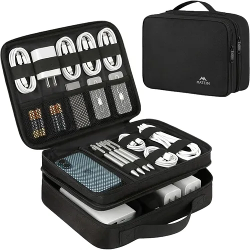 Vista 19 de Matein - Bolsa organizadora de cables, bolsa de almacenamiento de viaje grande y duradera para los accesorios electrónicos de los cables