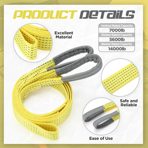 Vista 4 de 4 piezas de correas de eslinga de elevación correas de eslinga web resistentes de poliéster y nailon para uso en automóviles al aire libre