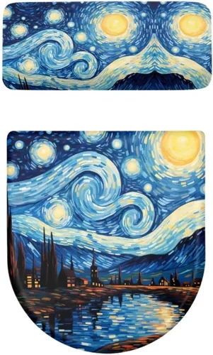 Vista 30 de Flashideas Juego de cubierta para tanque y tapa de inodoro con estampados de patas de perro coloridas - Elástico, se adapta a la mayoría de tanques