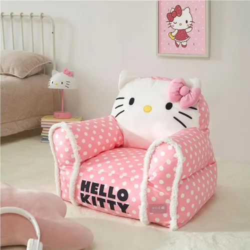 Vista 6 de Sanrio Hello Kitty - Puf figural, sofá de estructura suave con reposabrazos para niños, asiento cómodo para dormitorio o sala de juegos, a partir