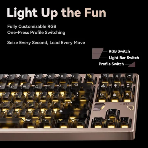 Vista 4 de ATK x QK Hex80 HE Teclado Gaming Magnético, 80% TKL, Aluminio CNC, Interruptores Ti de Efecto Hall, Polling de 8 kHz, Trigger Rápido, Rosa bebé