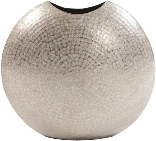 Vista 6 de Howard Elliott Collection Jarrón decorativo de metal esmerilado, acento plateado metálico con textura martillada para el hogar, centro de mesa