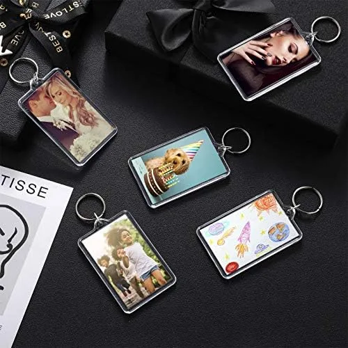 Vista 3 de Yaomiao Acrylic Photo Frame Keychain Holder Photo Picture Insert Blank Keyring for DIY Craft
