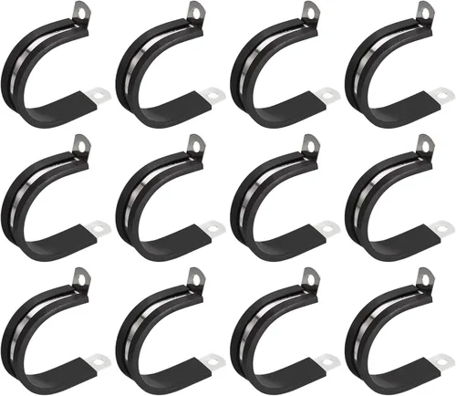 Vista 29 de uxcell Abrazadera de tubo de acero inoxidable en forma de R de 1-1/2 pulgadas (1.496 in) con aislamiento acolchado de goma