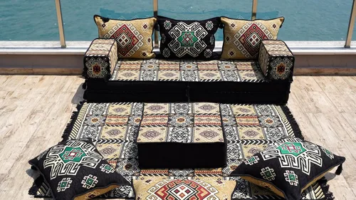 Vista 3 de arabicsofa Sofá de suelo en forma de L de 4 pulgadas de grosor, asiento, almohada de suelo, juego de sofá seccional, muebles de patio, majlis árabe