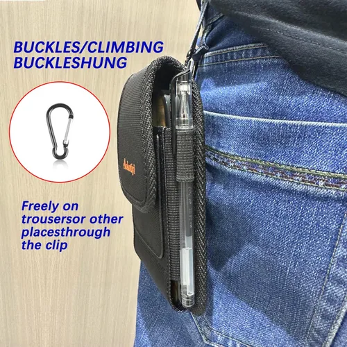 Vista 8 de Funda de nailon para teléfono celular con ranura para tarjetas, bolsa de teléfono con clip para cinturón para iPhone 16/17 Pro Max, bolsa de cintura