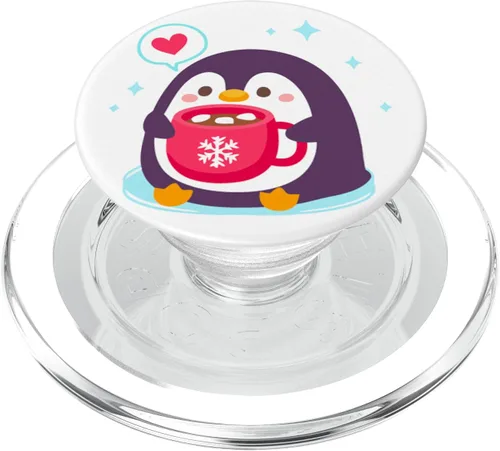 Vista 7 de Little Cute Chubby Penguin Love Coffee - PopSockets Grip and Stand for Phones and Tablets