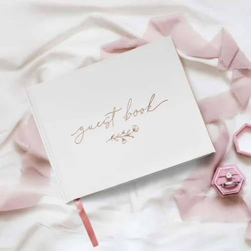 Vista 6 de Elegante libro de visitas de boda, libro de visitas para recepción de boda, quinceañera, despedida de soltera, cumpleaños, aniversario y eventos
