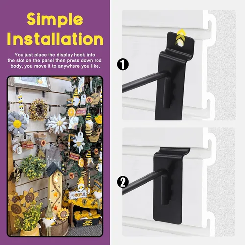 Vista 6 de Swpeet Kit surtido de 20 ganchos de pared resistentes de 2 pulgadas, accesorios Slatwall, ganchos para panel de pizarra, organización de garaje