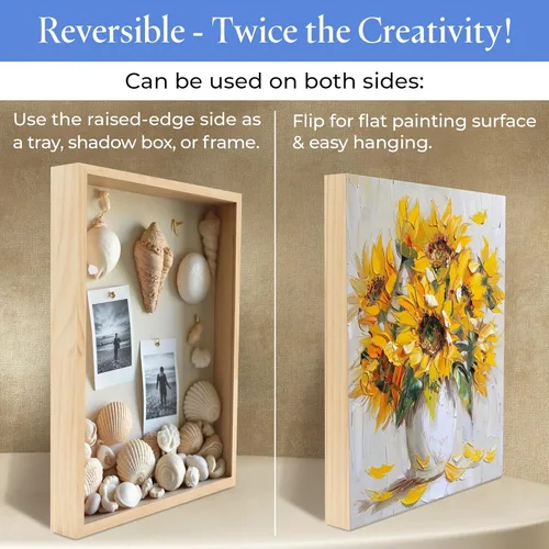 Vista 7 de Lienzo de madera cuadrado pequeño de 4 x 4 x 1-1/2 pulgadas, marcos de madera sin terminar, letreros de madera en blanco para manualidades