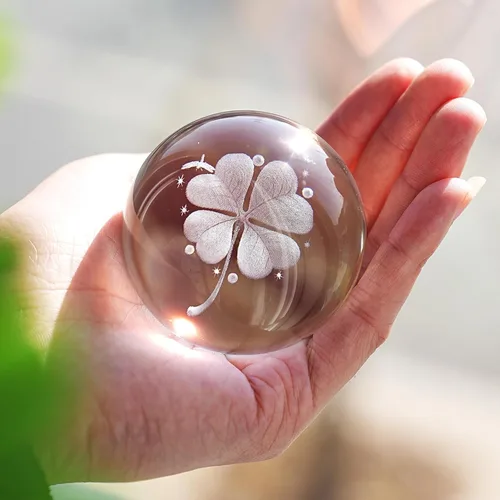 Vista 12 de HDCRYSTALGIFTS - Bola de cristal de diente de león de 60 mm con soporte, pisapapeles decorativo, grabado láser 3D, esfera completa de planta