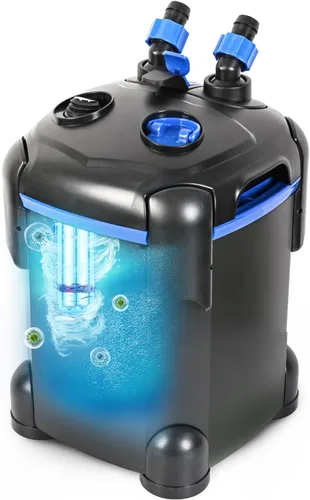 Filtro de recipiente AMOSIJOY 172GPH, filtro externo ultrasilencioso para acuarios con medios gratuitos para tanques grandes de peces y acuarios