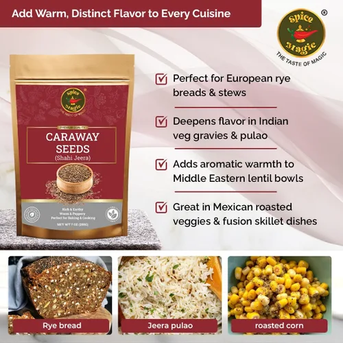 Vista 3 de Spice Magic - Semillas de alcaravea I 7oz (200 g) I Semillas de alcaravea 100% naturales, perfectas para hornear pan de centeno, cocinar