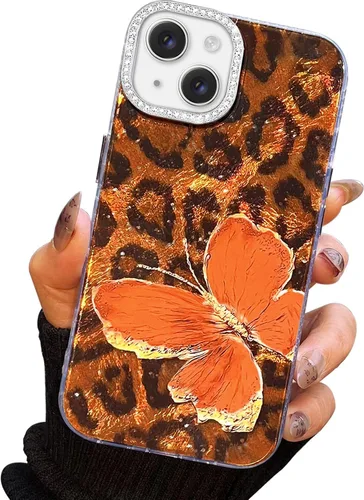 Vista 11 de I-MGAE-IN-AR - Funda diseñada para iPhone 12 y 12 Pro, diseño de mariposa plateada brillante, funda protectora de poliuretano termoplástico, suave
