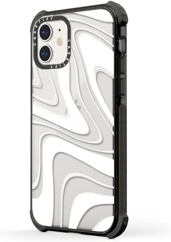 Vista 2 de CASETiFY Ultra Impact - Funda para iPhone 11, diseño de remolinos esmerilados, color negro transparente