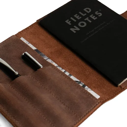 Vista 3 de Funda de cuero para notas de campo para cuadernos de 3.5 x 5.5 pulgadas, funda para cuaderno Moleskine Cahier de tamaño de bolsillo, fundas