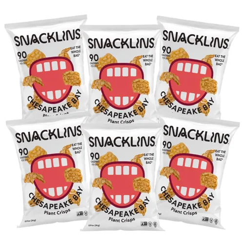 Vista 12 de SNACKLINS Chips Crujientes a Base de Plantas Variedad de 4 Sabores – Nacho, BBQ, Teriyaki, Bahía de Chesapeake, sin gluten, sin granos, 100% kosher