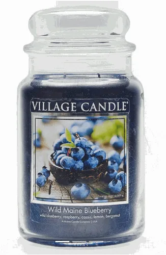 Village Candle Wild Maine Blueberry - Vela perfumada en tarro de cristal grande de boticario, 21.25 onzas, azul oscuro