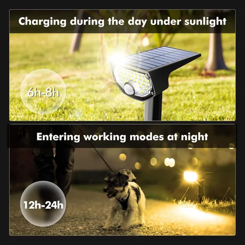 Vista 7 de AloftSun Luces solares con sensor de movimiento para exteriores, luces impermeables con sensor de movimiento, 30 LED/3 modos de iluminación solar