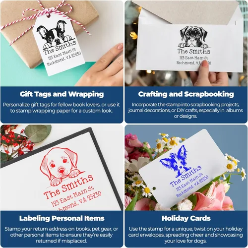 Vista 3 de Sello de alta calidad para cachorros Airedale Terrier – Sello de dirección personalizado – Ideal para los amantes de los perros – Elección de 5