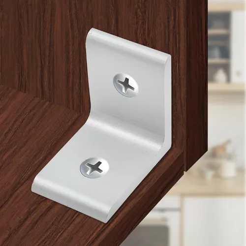 Vista 4 de 10 piezas 2020 soporte de esquina interior, conector de soporte de aluminio en forma de L de 2 agujeros para perfil de extrusión de aluminio 2020