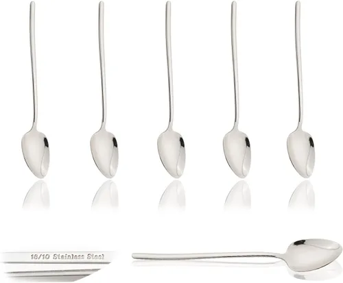 Vista 11 de JASHII Juego de 6 cucharas de cena de acero inoxidable 18/10 de plata pulida para comer sopa, cucharas de mesa grandes, aptas para lavavajillas