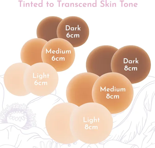 Vista 6 de Cubiertas para pezones 2.4 in para pezones para mujer Silicona adhesiva reutilizable, lavable, impermeable, bordes finos